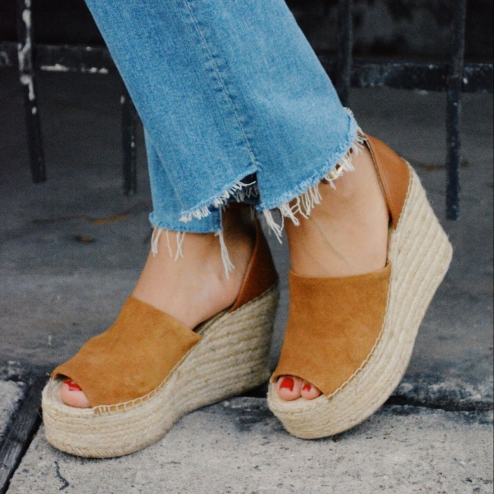 Marc Fisher Suede Brown Leather Espadrilles